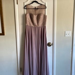 Full Length Mauve Sequined Sleeveless Evening/Prom Dress/Gown
